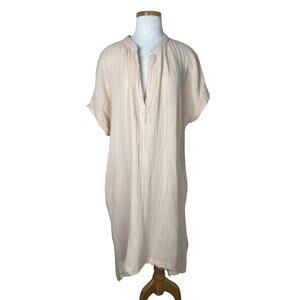 9 Seed Resort Tunisia Short Sleeve Caftan Gauze Dress FLAW Beige Tan OS One Size